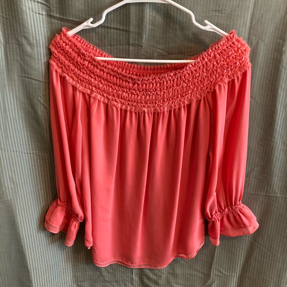 WHBM coral off shoulder top